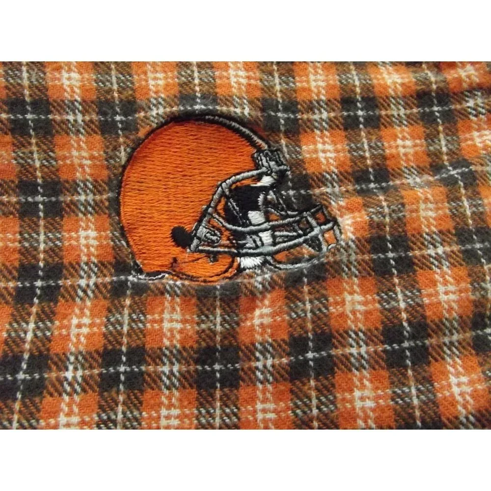 NFL Cleveland Browns Pajama Pants Mens XL flannel orange black plaid classic